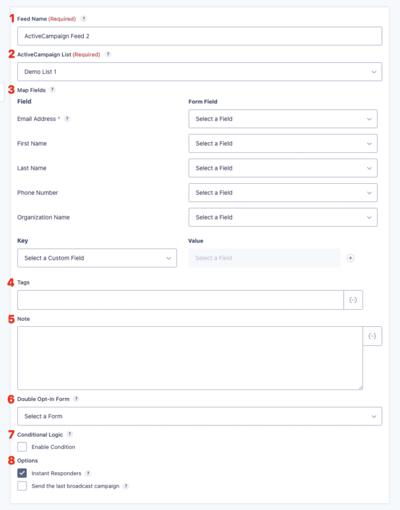 Creating a Feed for the ActiveCampaign Add-On - Gravity Forms