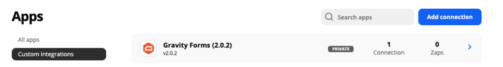 Zapier App Connection for Gravity Forms REST API Connection