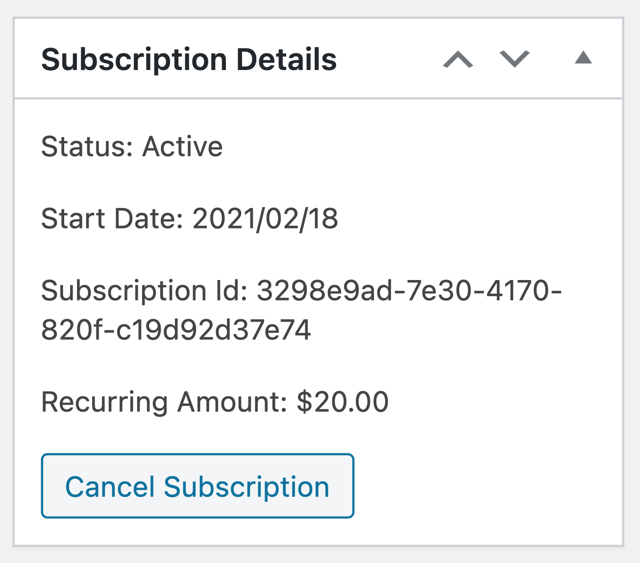 Subscription Details